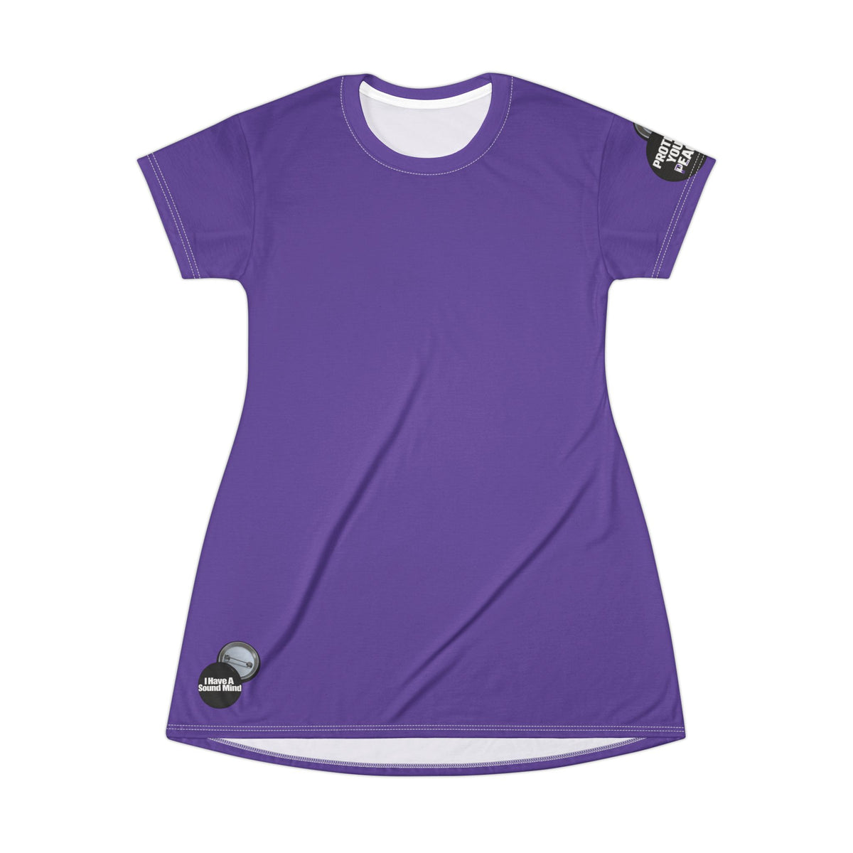 Purple T-Shirt Dress graphic I have a sound mind right bottom protect your peace sleeve.