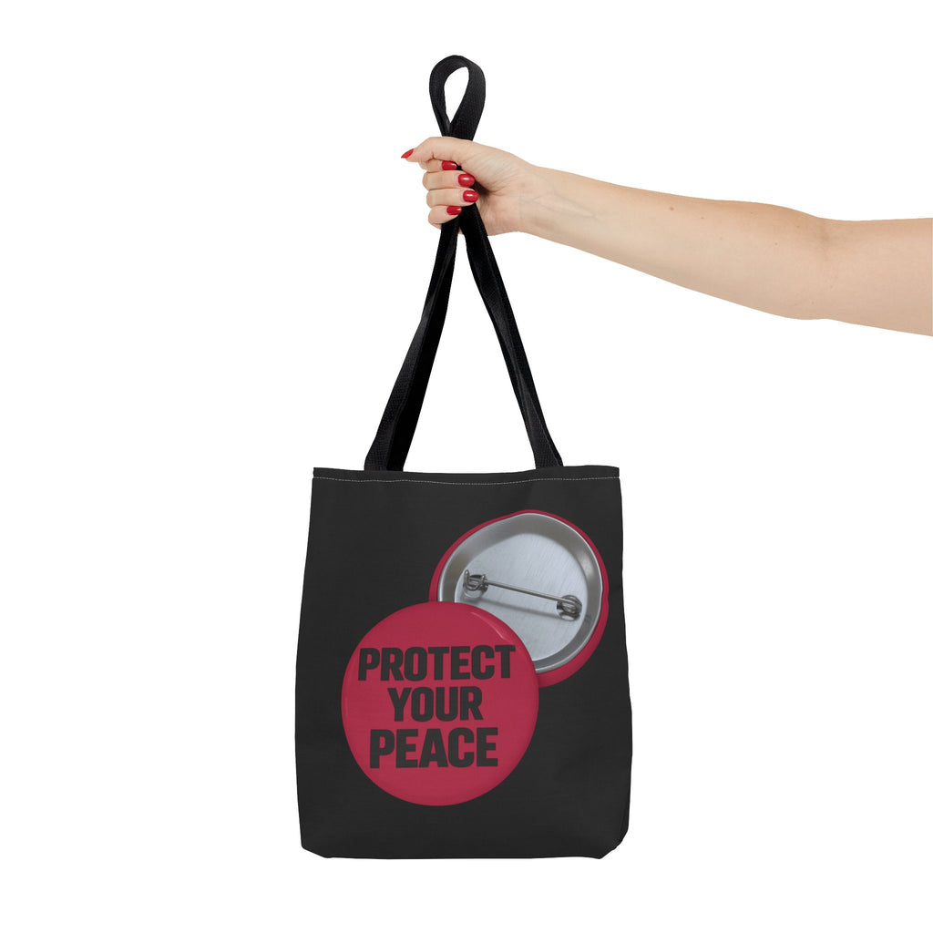 Protect Your Peace Button Graphic Tote Bag
