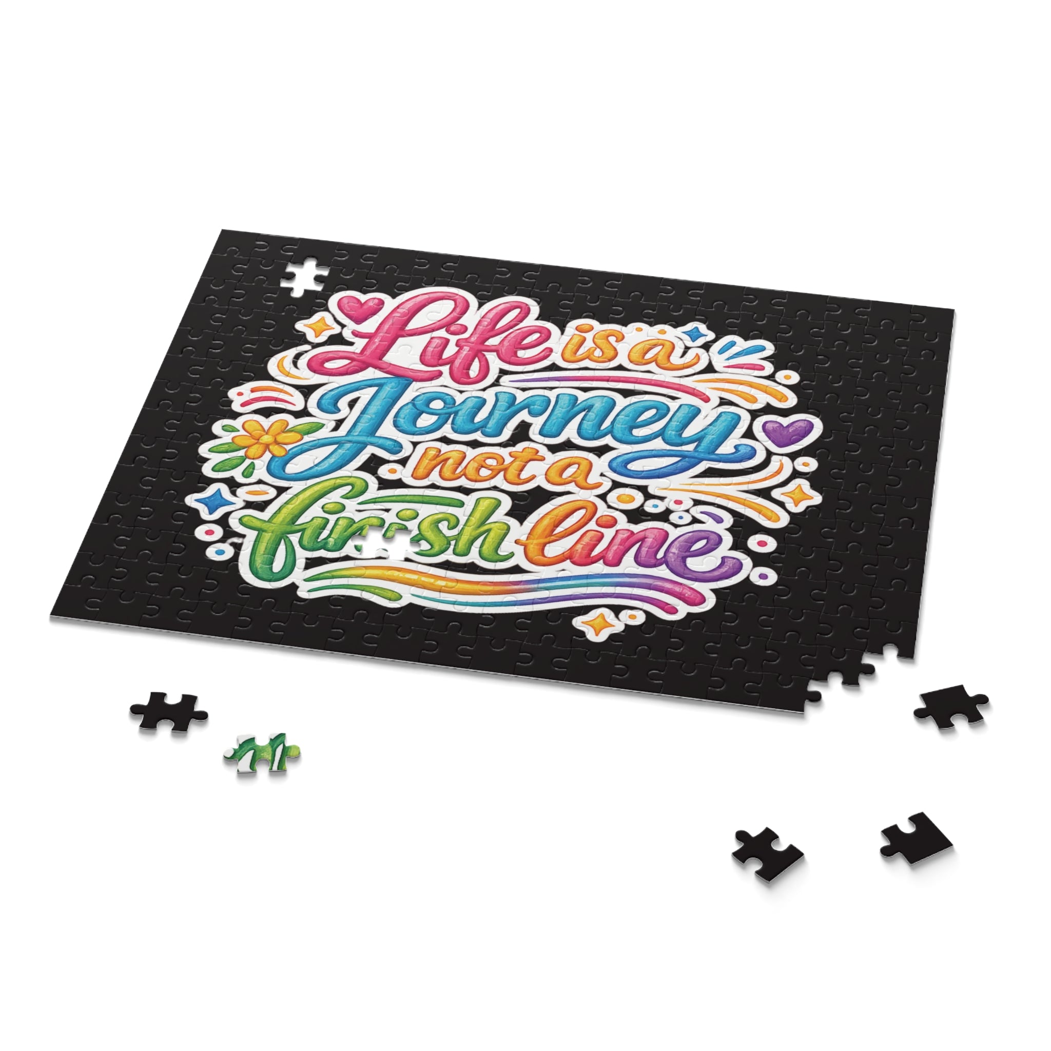 Inspirational Puzzle — "Life Is a Journey, Not a Finish Line" Colorful Motivational Jigsaw