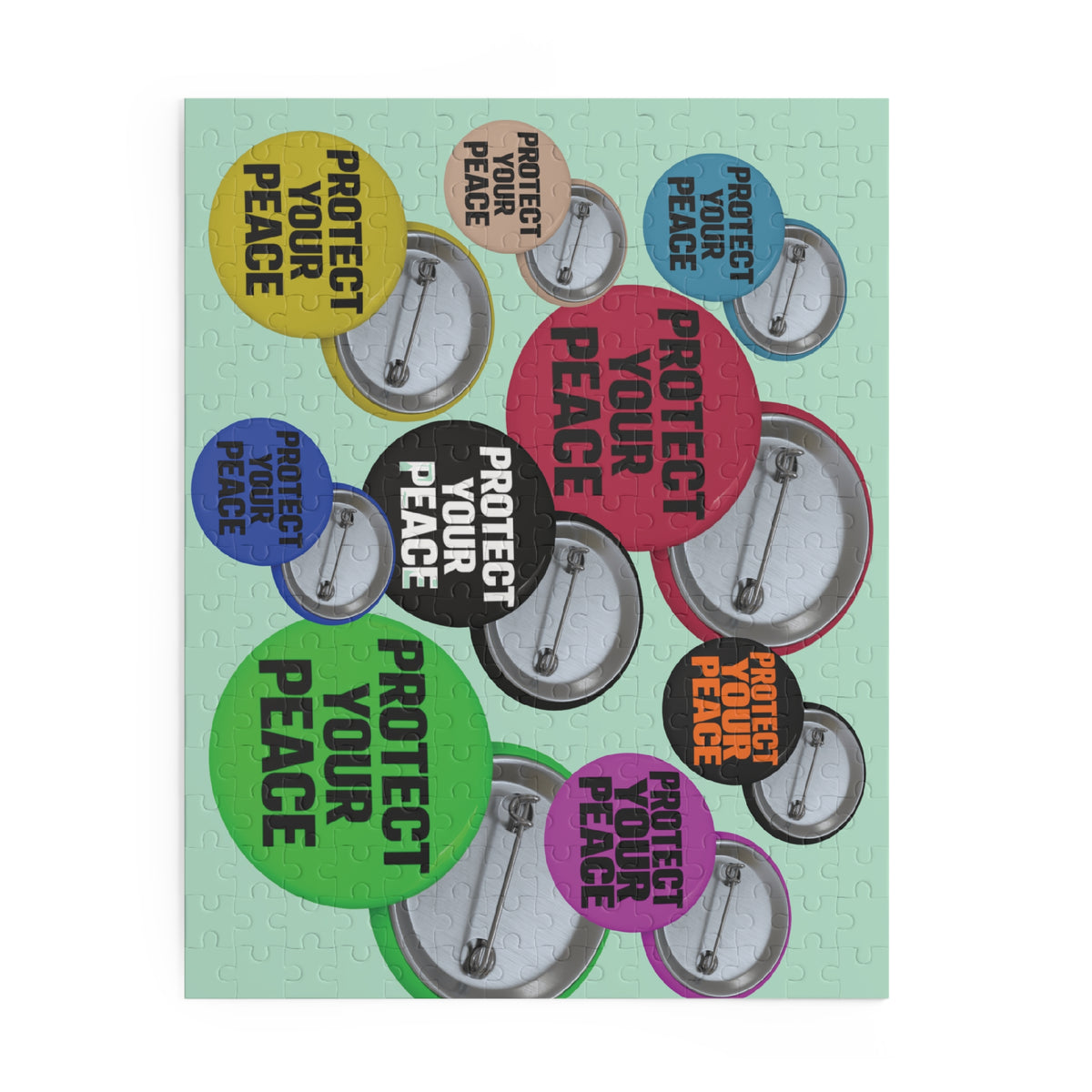 Protect Your Peace Puzzle — Button Badge Collage Jigsaw (120/252/500 pcs)