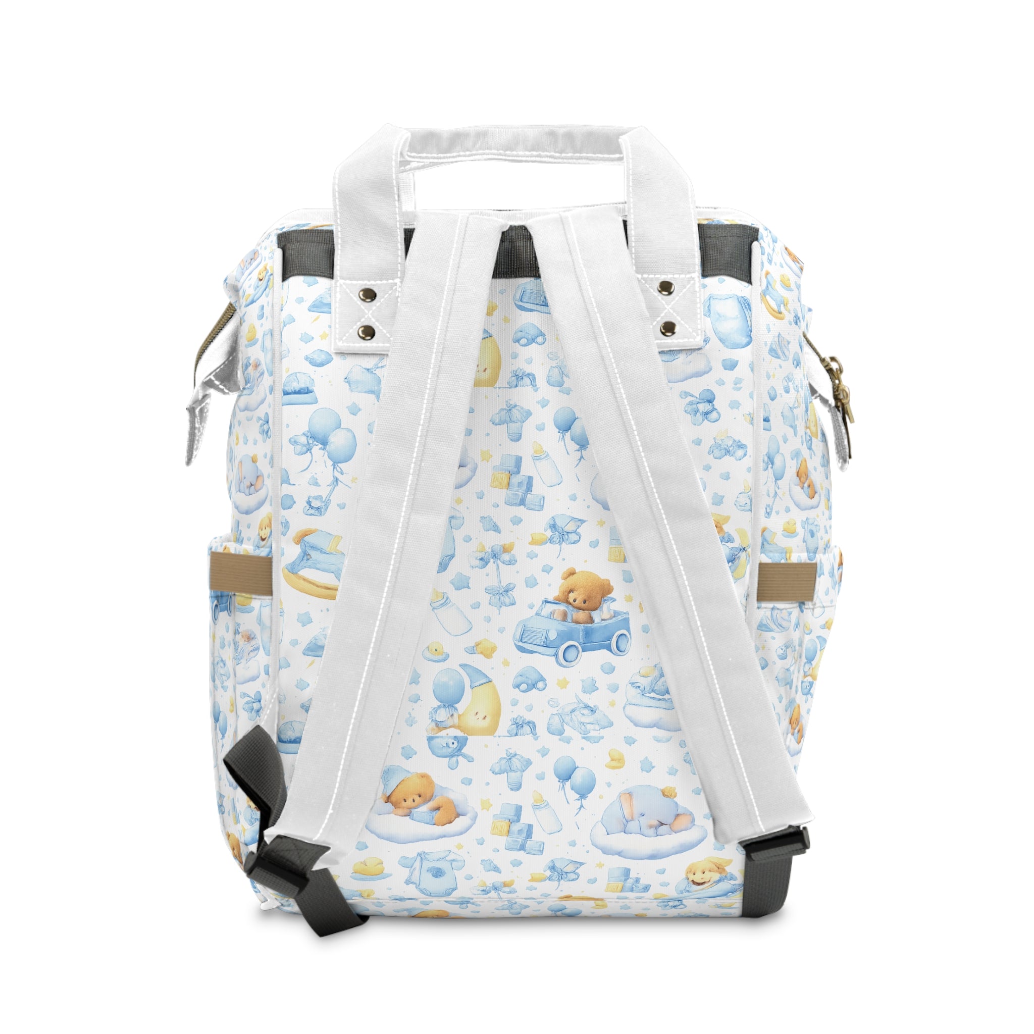 Faith Baby Diaper Backpack — "The joy of the Lord is my strength" (Blue Teddy Pattern)