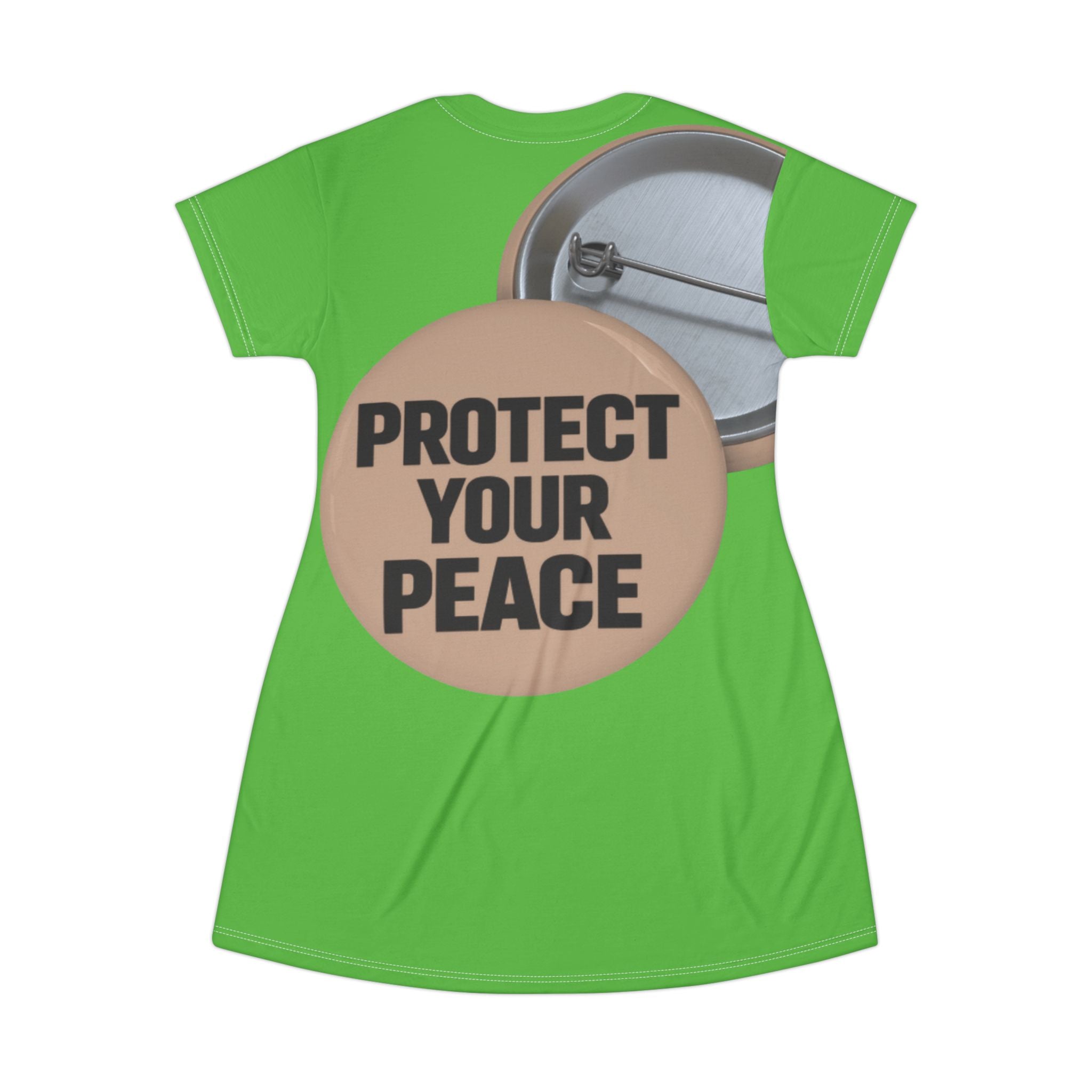 Protect Your Peace T-Shirt Dress - Graphic Button Slogan Tee Dress