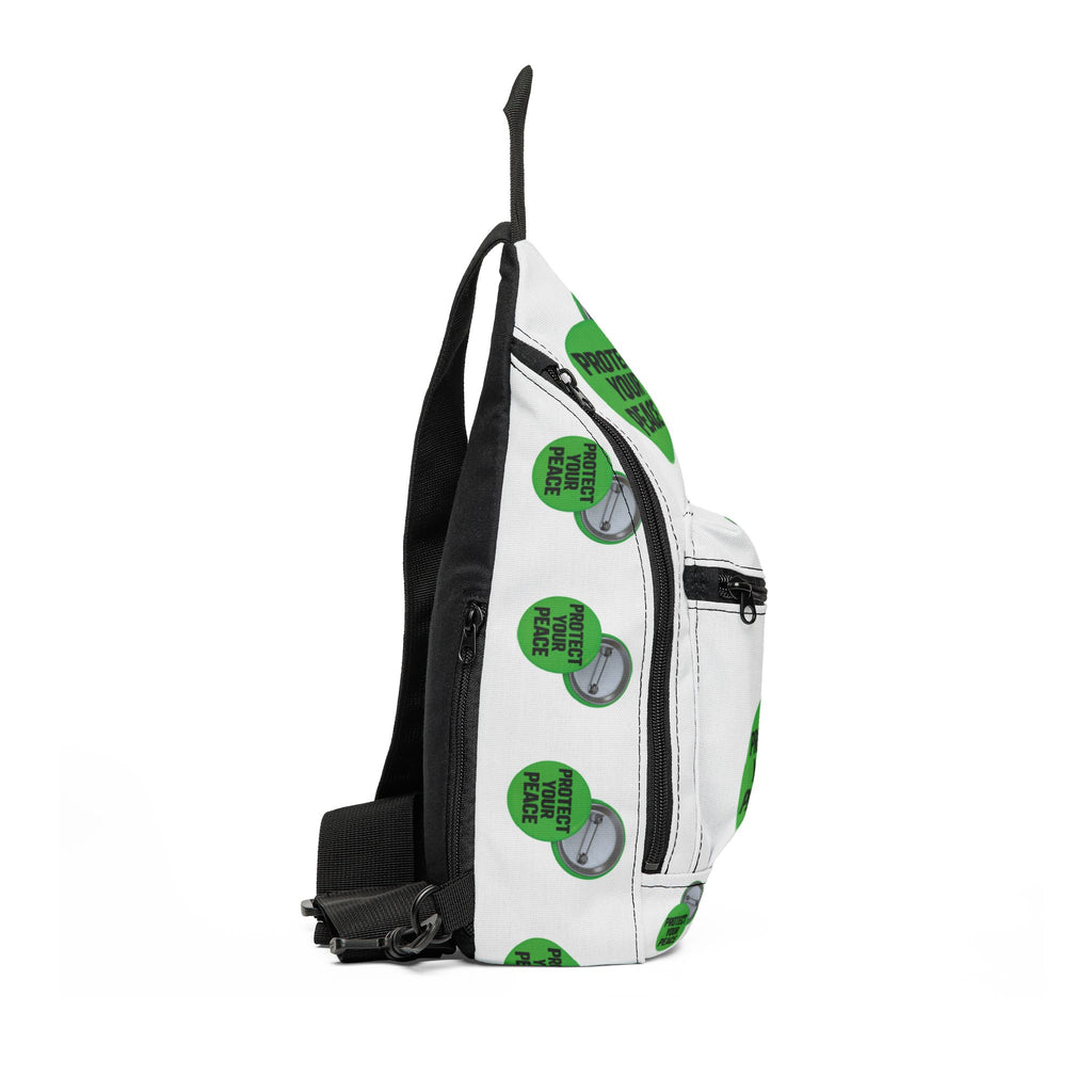 Protect Your Peace Sling Bag – Green Peace Button Crossbody Bag