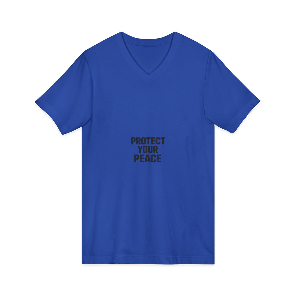 Protect Your Peace V-Neck Tee — Minimalist Self-Care Message Shirt