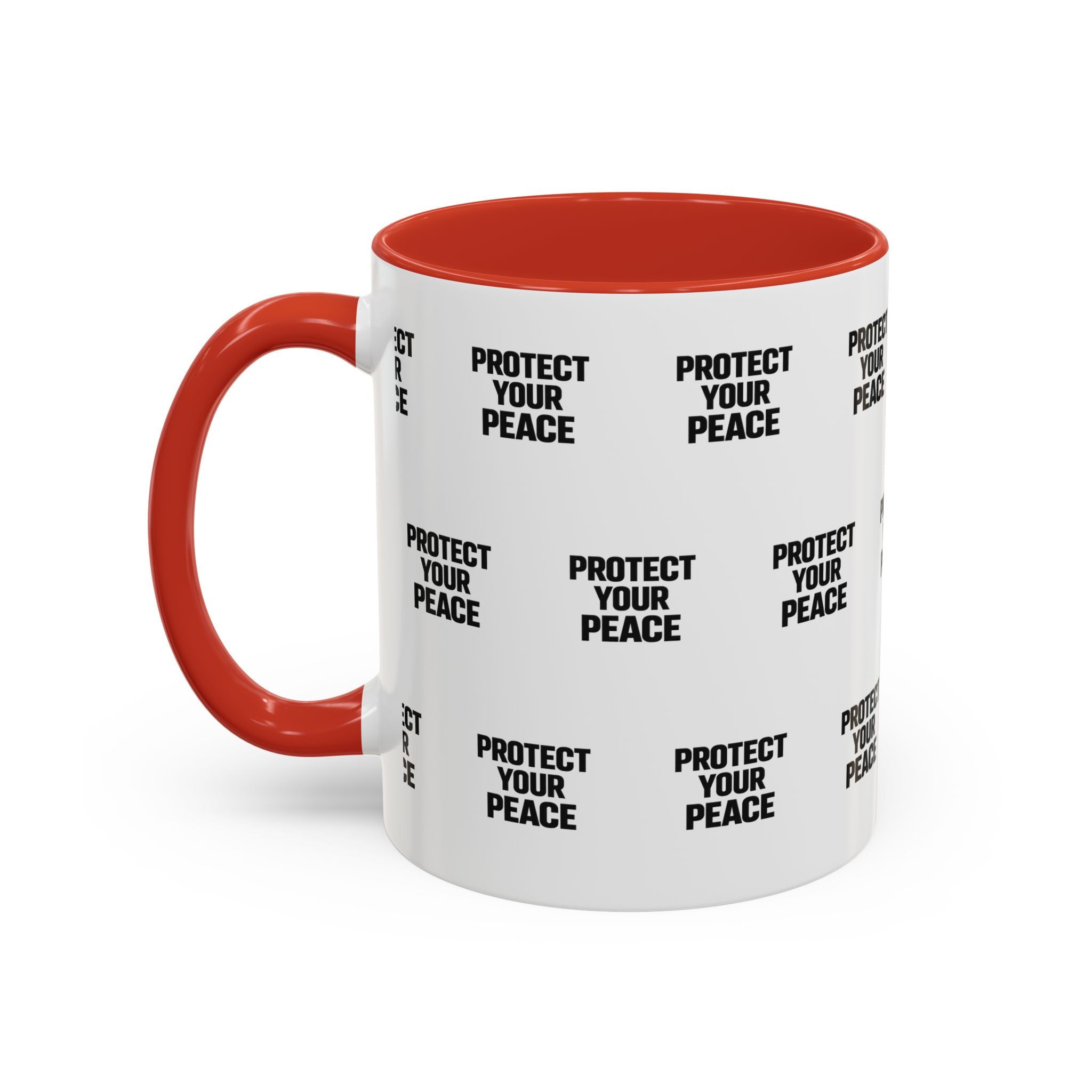 Protect Your Peace Accent Coffee Mug — Repeating Text 11/15oz
