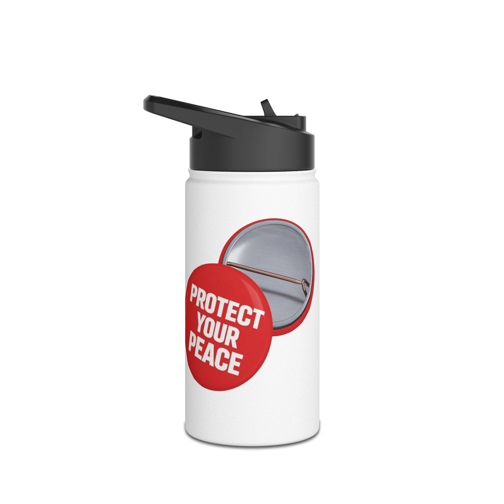 Stainless Water Bottle – “Protect Your Peace” Red graphic Design