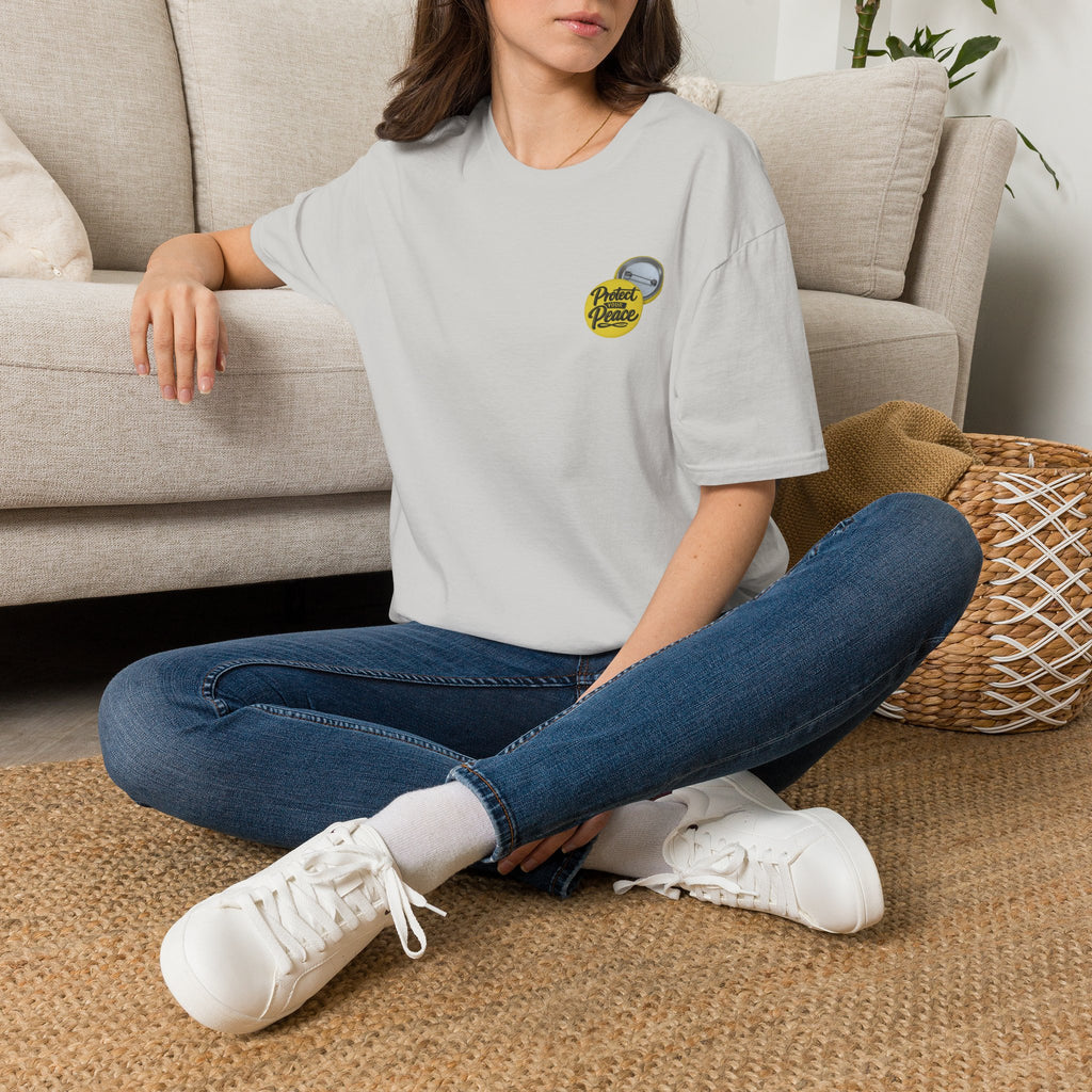 T-Shirt — 'Protect the Peace' Yellow Badge Casual Tee