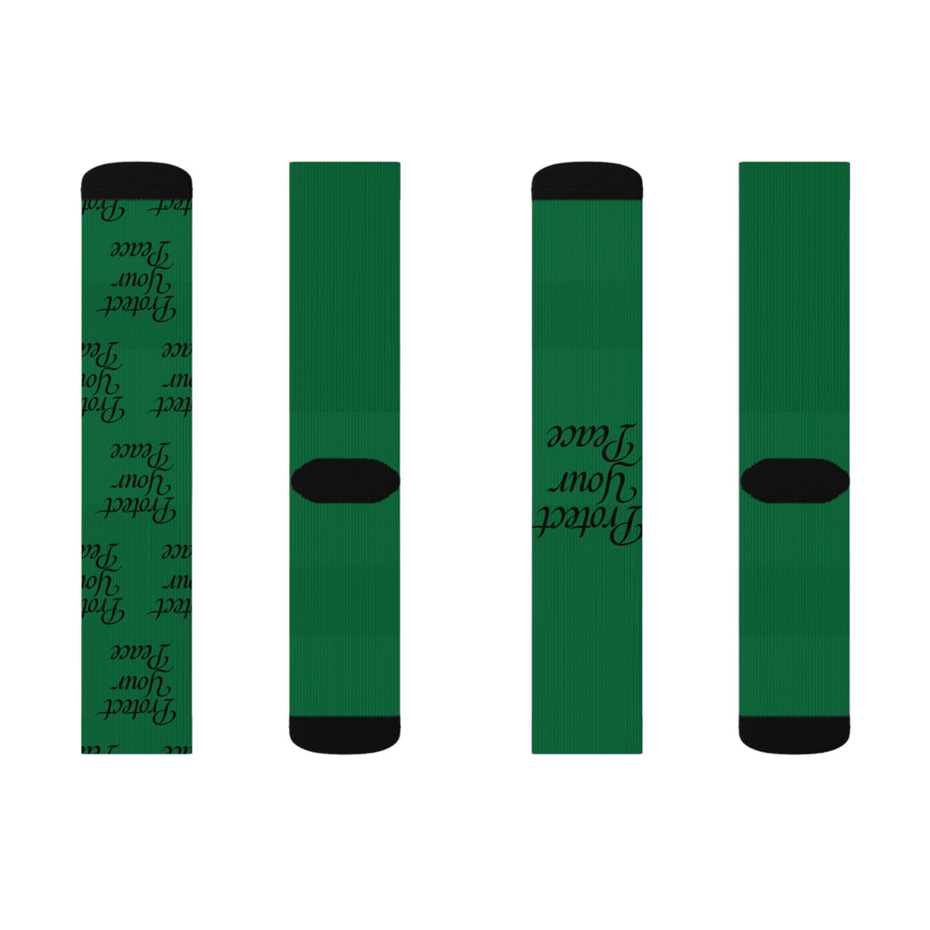 Green "Protect Your Peace" Sublimation Socks — Inspirational Crew Socks
