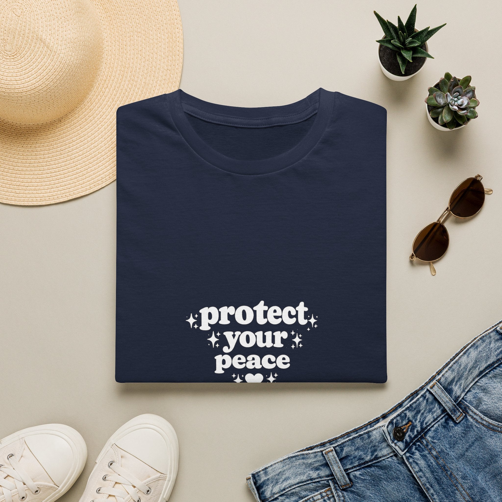 Protect Your Peace T-Shirt — Minimalist Embroidered Self-Care Tee