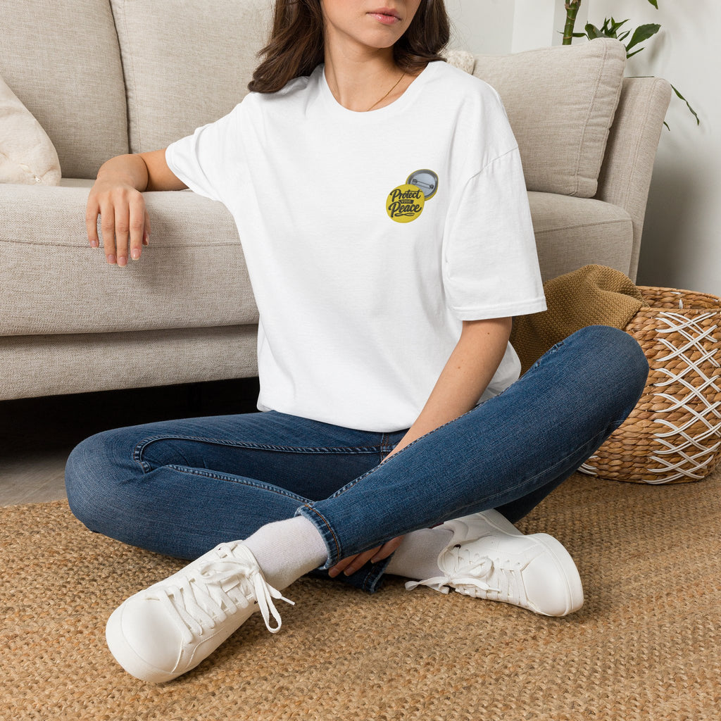 T-Shirt — 'Protect the Peace' Yellow Badge Casual Tee
