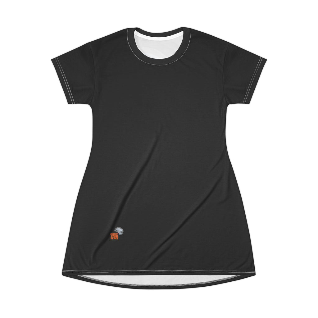 Protect Your Peace T‑Shirt Dress — Graphic Relaxation Message Midi Dress