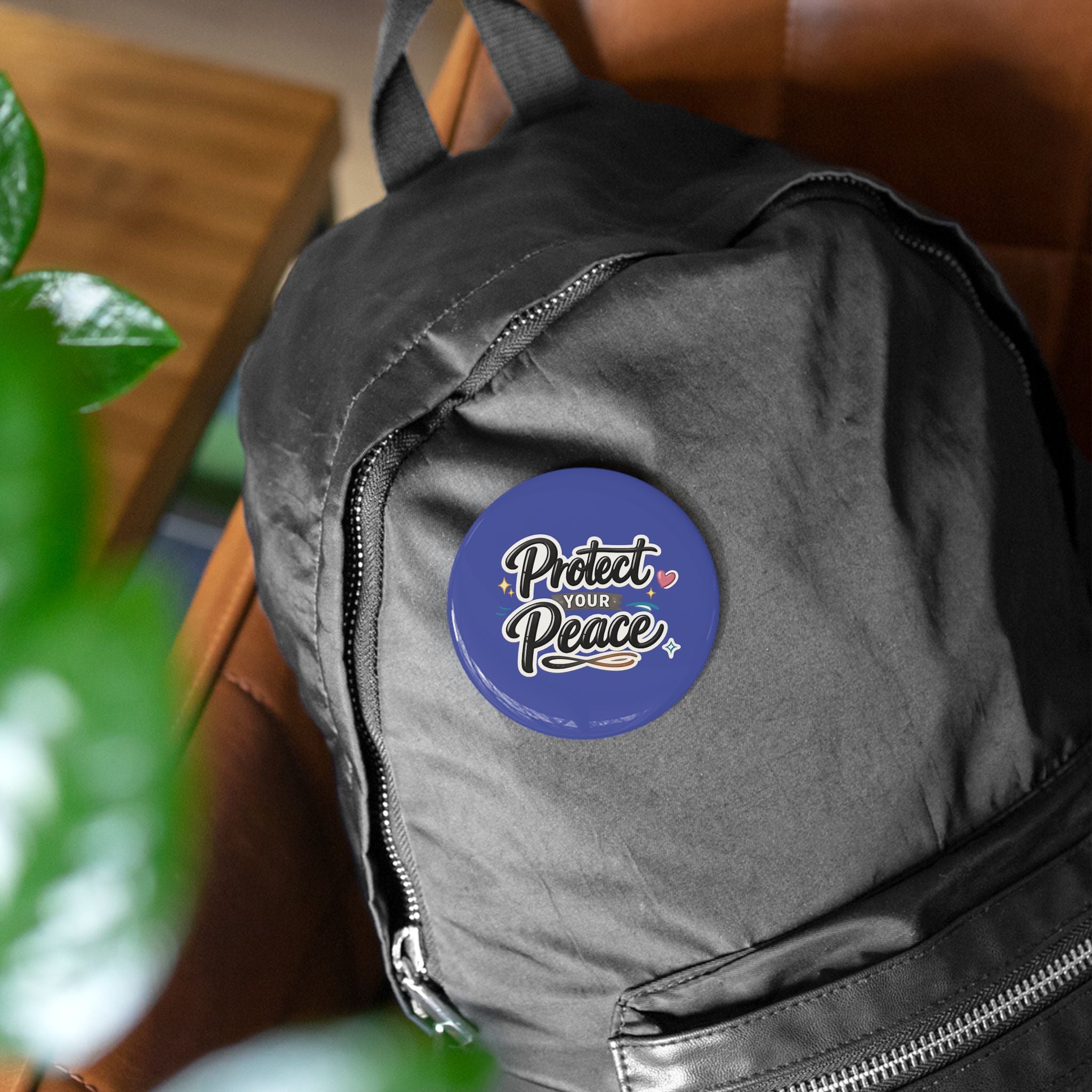 Protect Your Peace Round Pin — Inspirational Enamel Button for Jackets & Bags