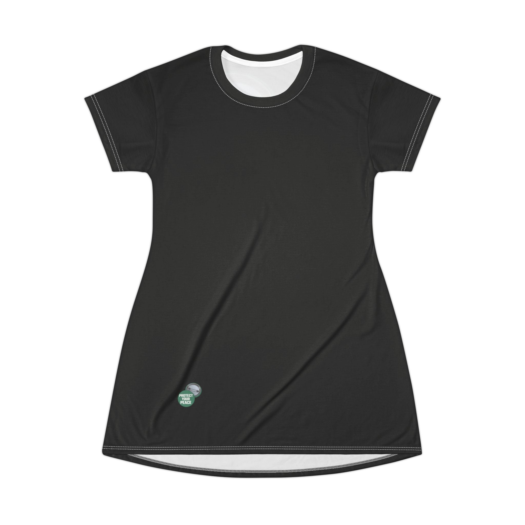 Protect Your Peace Button T‑Shirt Dress — Women's Casual AOP Graphic
