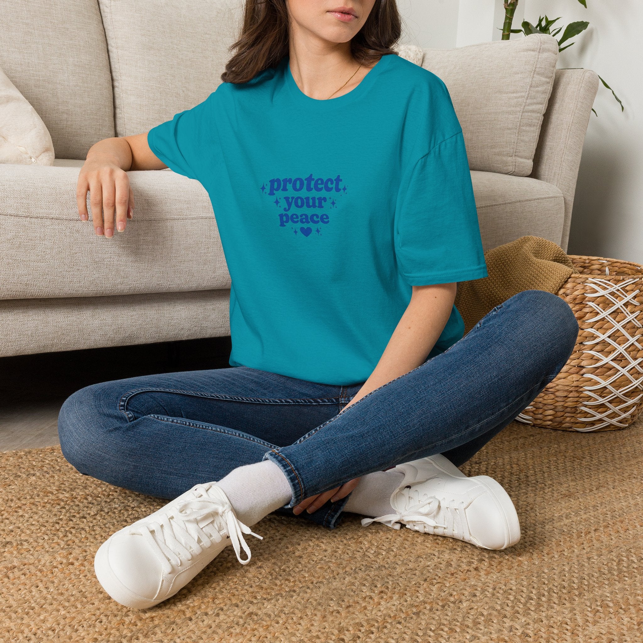Protect Your Peace T-Shirt — Minimal Blue Self-Care Tee