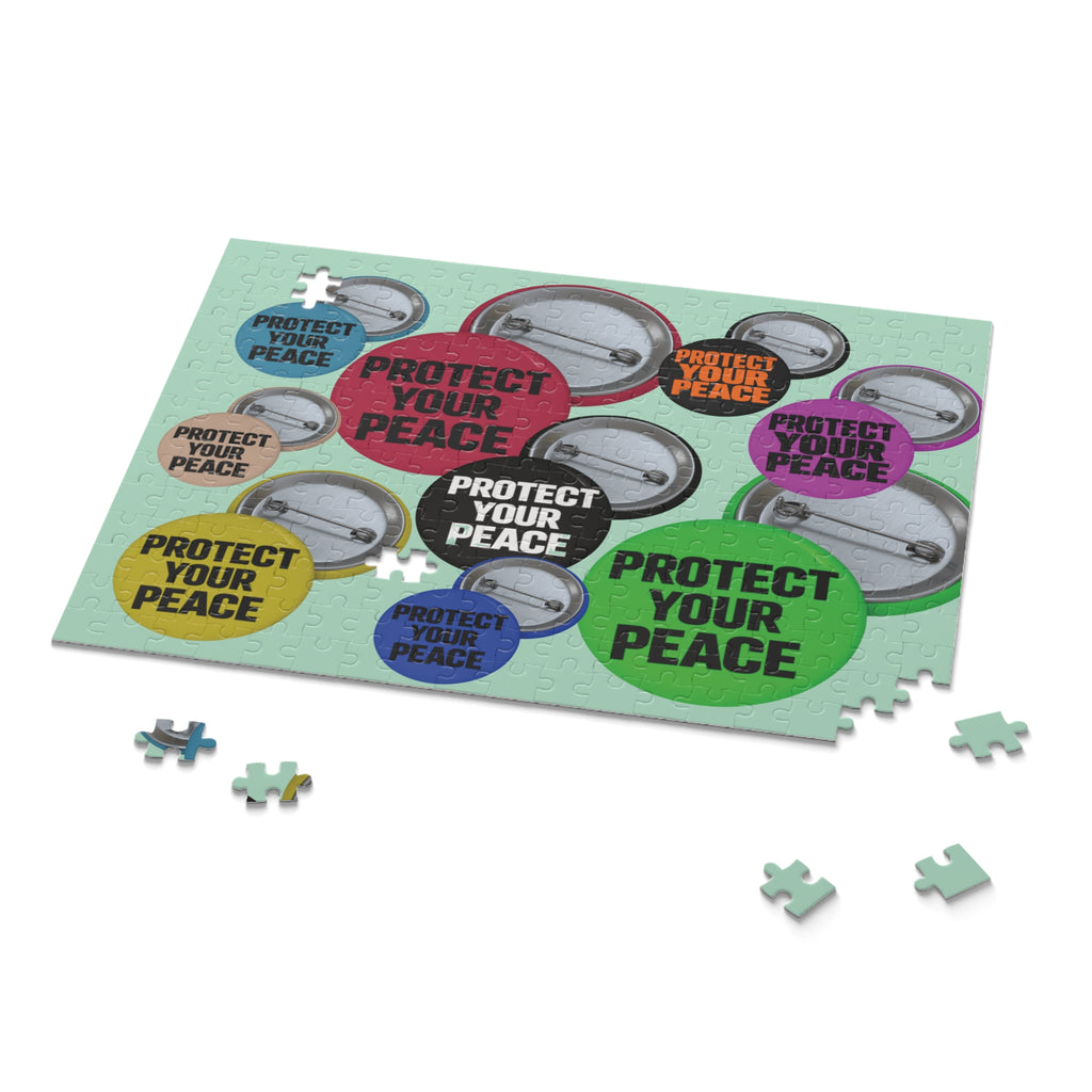 Protect Your Peace Puzzle — Button Badge Collage Jigsaw (120/252/500 pcs)