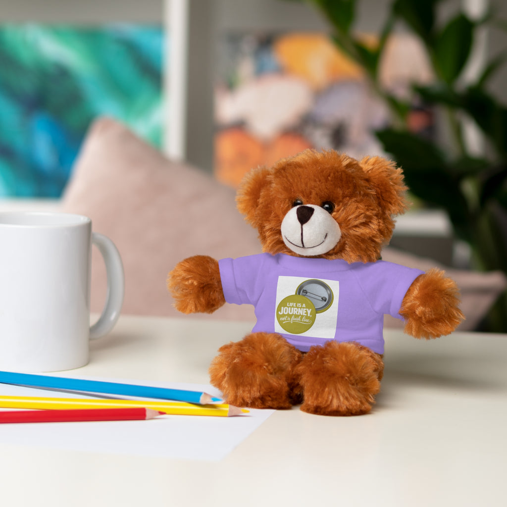 Cute Brown Teddy Bear with 'Life Is a Journey not a finish line.' Tee — Plush Gift for Kids & Travelers