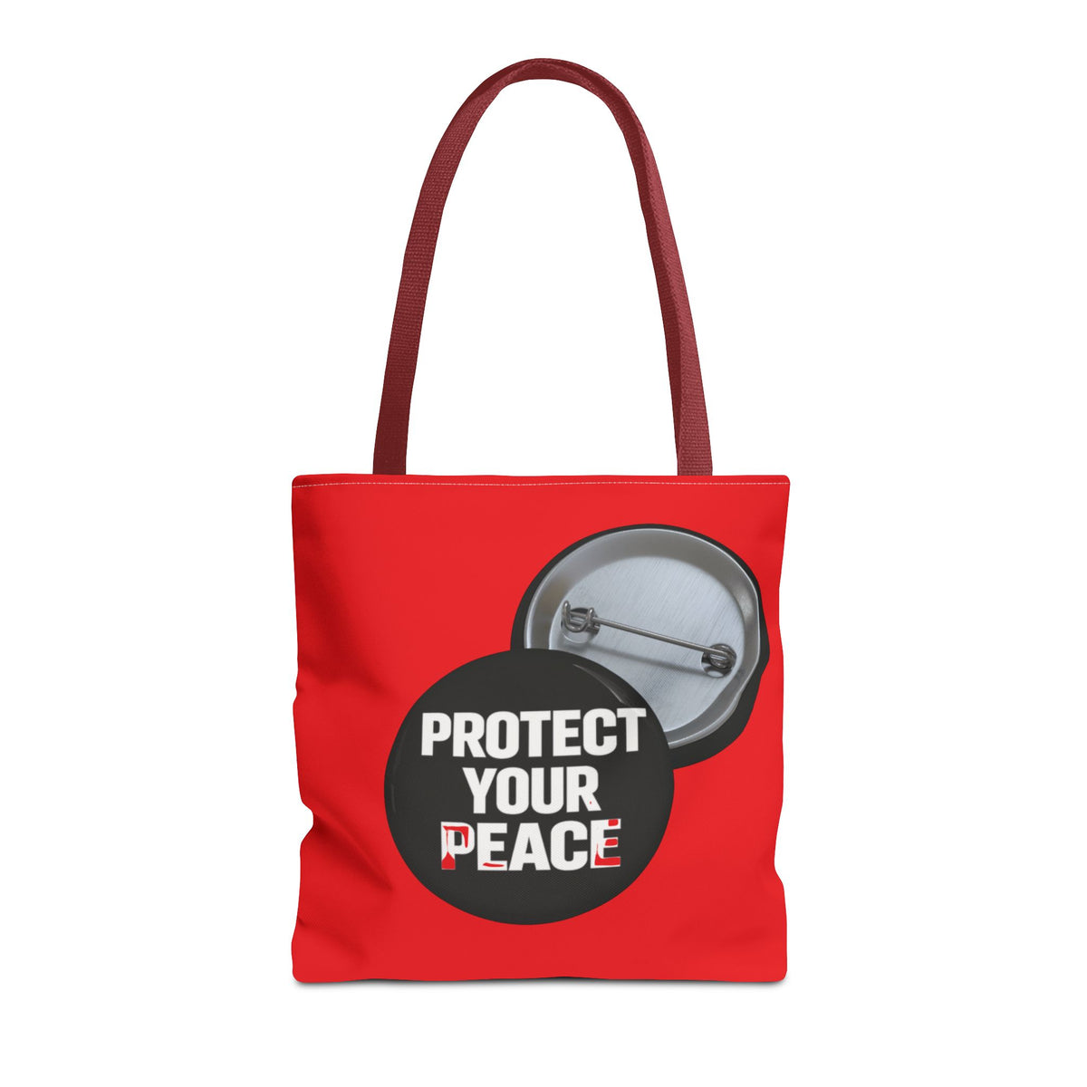 Tote Bag — "Protect Your Peace" Button Design All-Over Print Tote