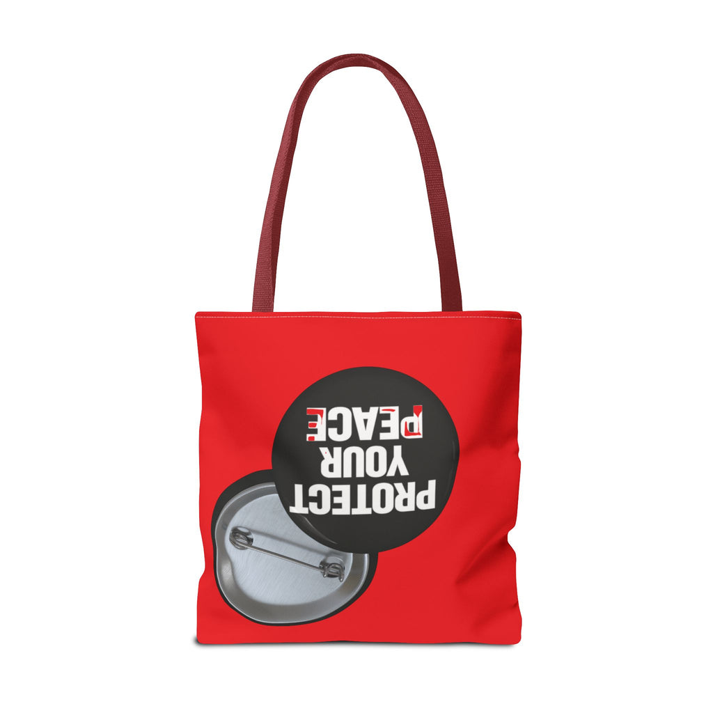 Tote Bag — "Protect Your Peace" Button Design All-Over Print Tote