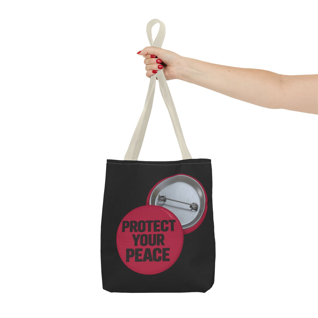 Protect Your Peace Button Graphic Tote Bag