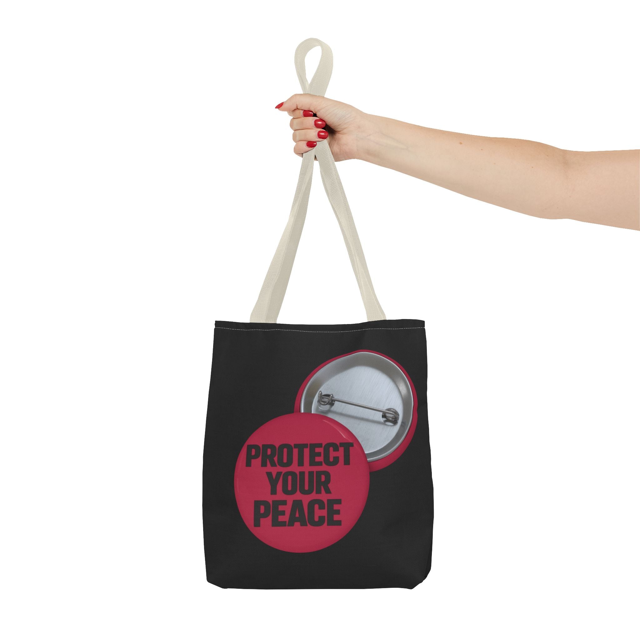 Protect Your Peace Button Graphic Tote Bag