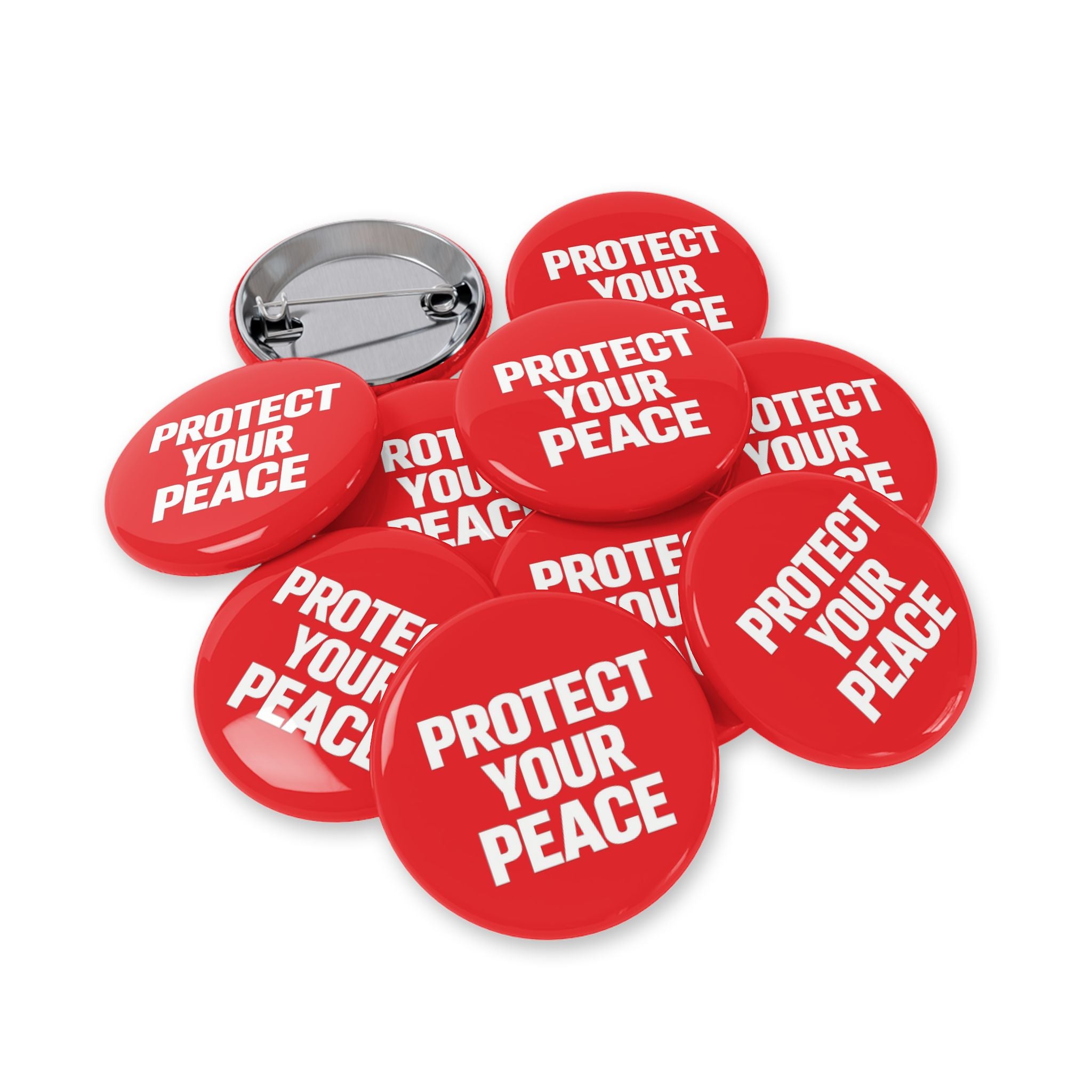 Protect Your Peace Pin — Red Round Button Badge
