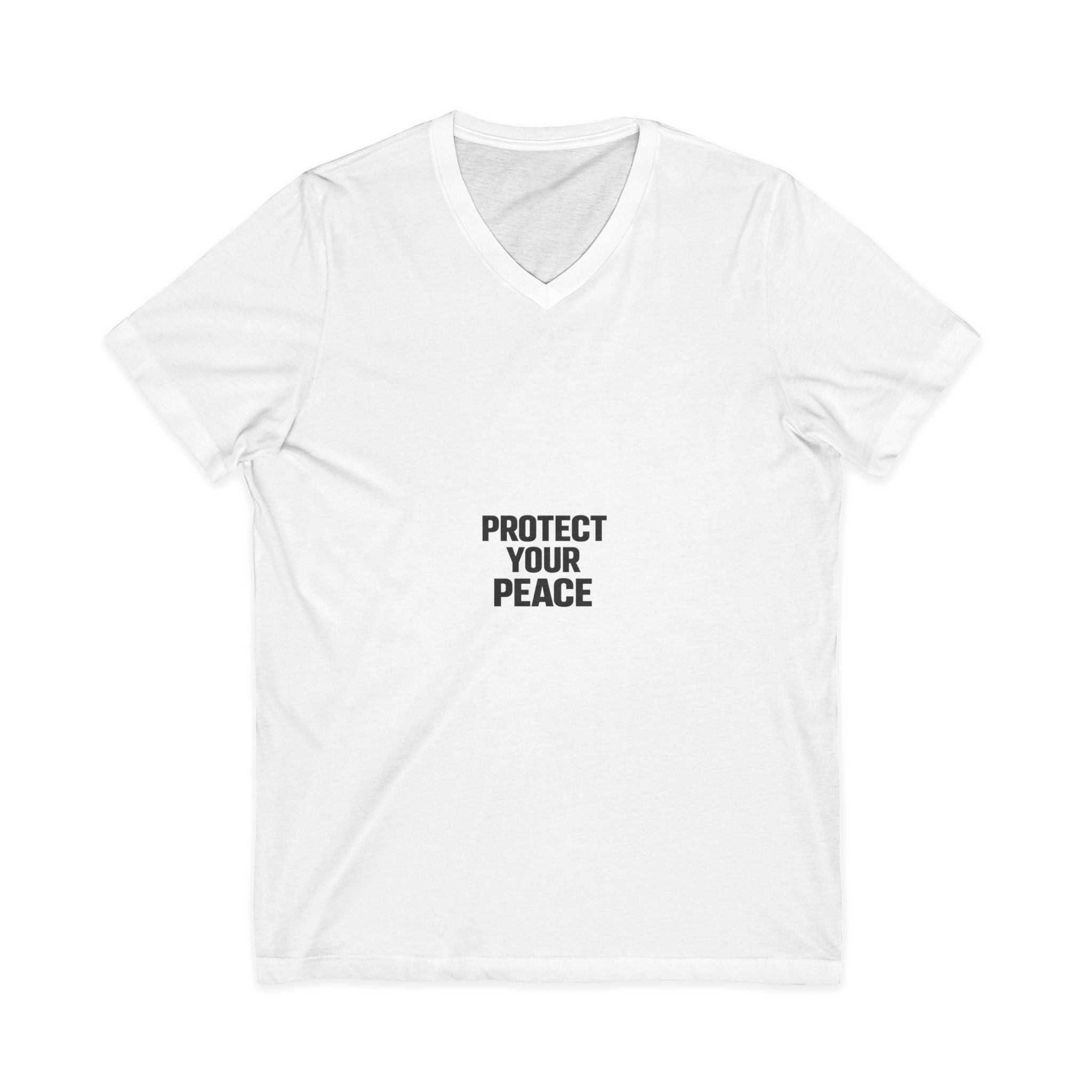 Protect Your Peace V-Neck Tee — Minimalist Self-Care Message Shirt
