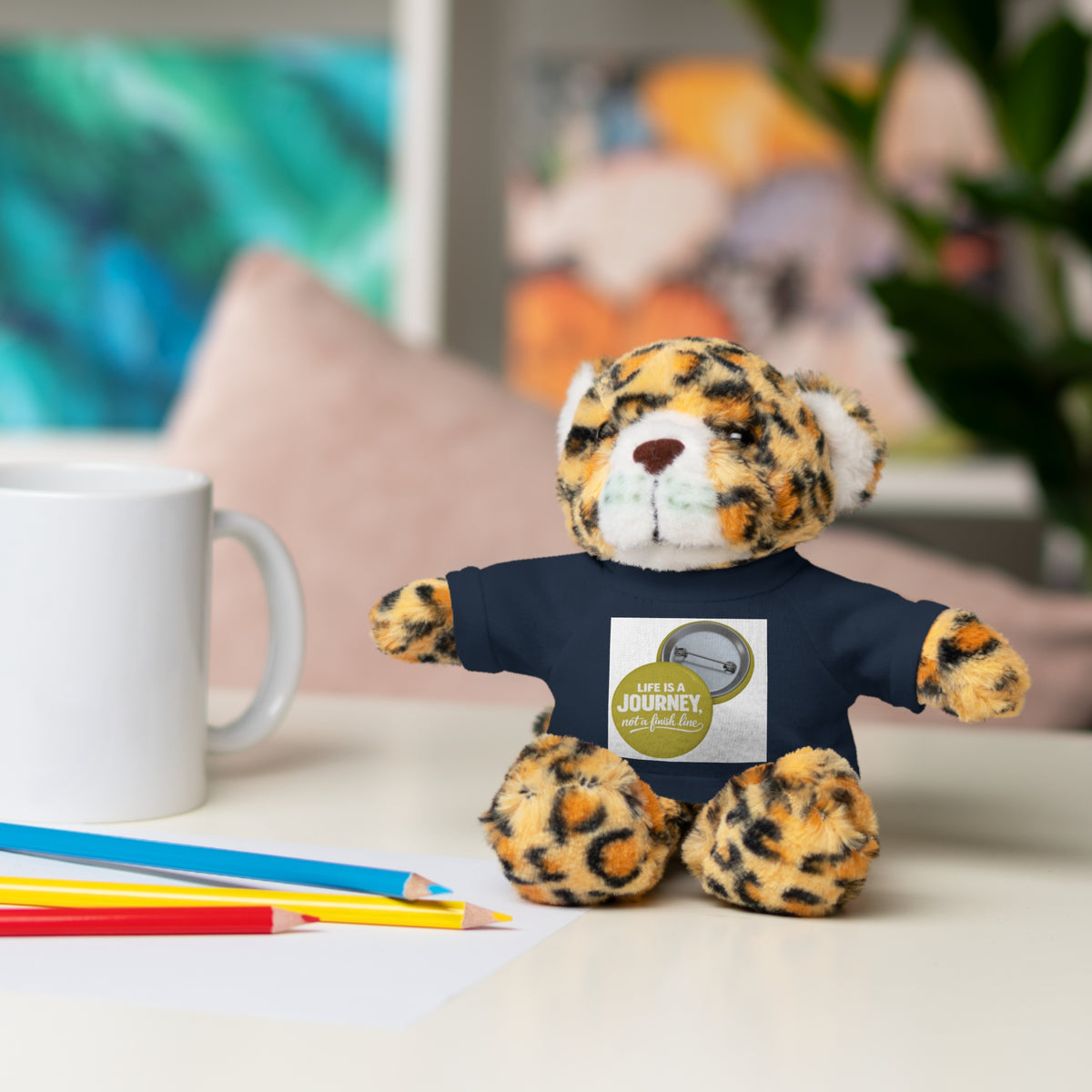 Cute Brown Teddy Bear with 'Life Is a Journey not a finish line.' Tee — Plush Gift for Kids & Travelers