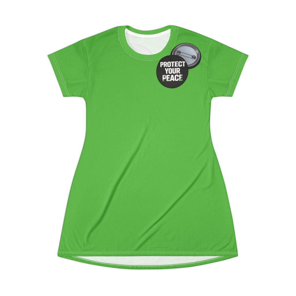 Protect Your Peace T-Shirt Dress — Relaxed AOP Graphic Tea Dress