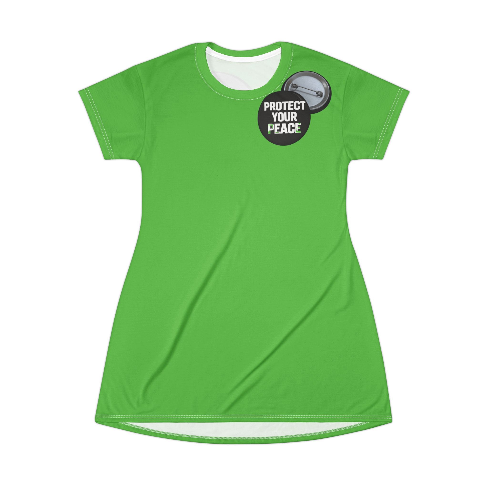 Protect Your Peace T-Shirt Dress — Relaxed AOP Graphic Tea Dress