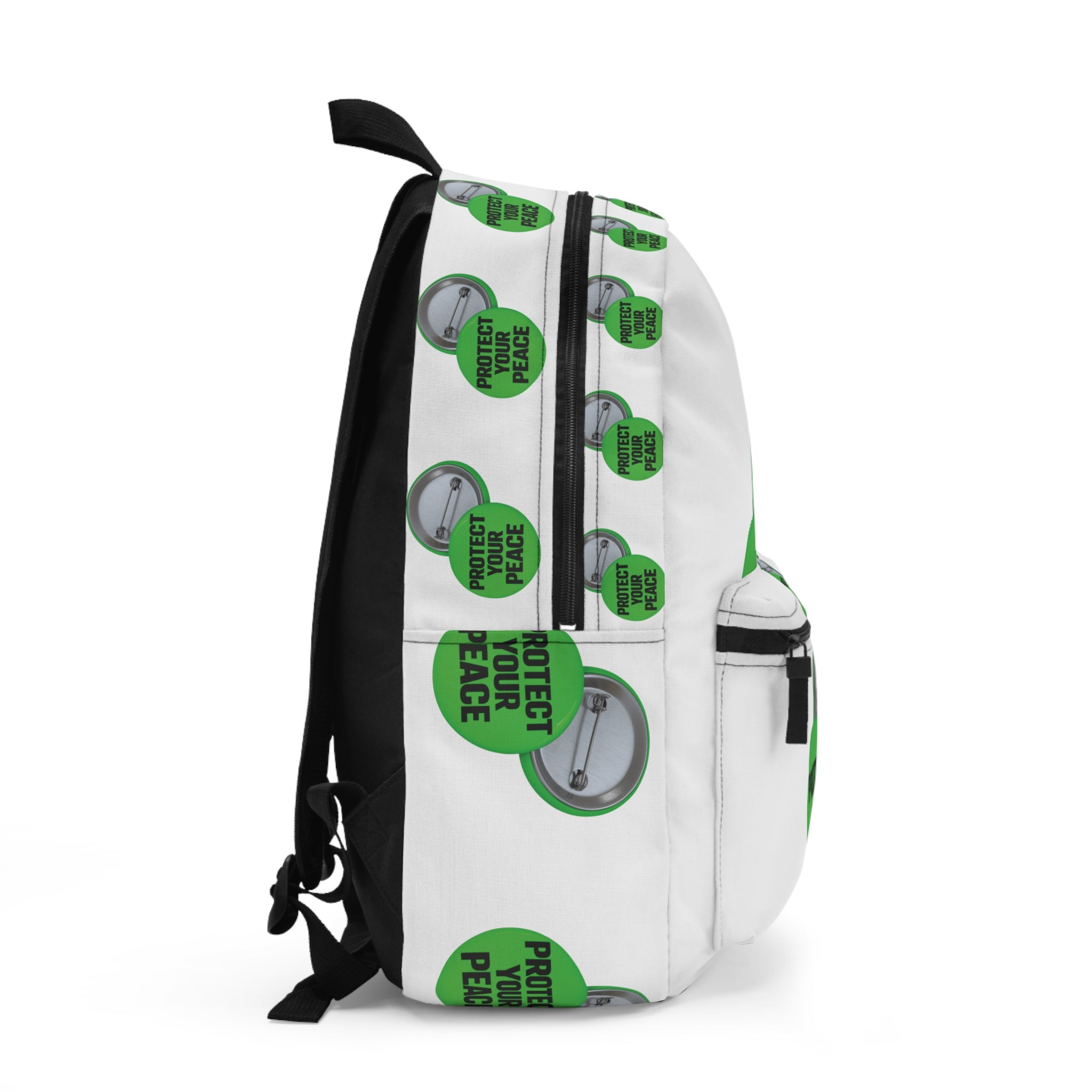 Protect Your Peace Green Button Backpack