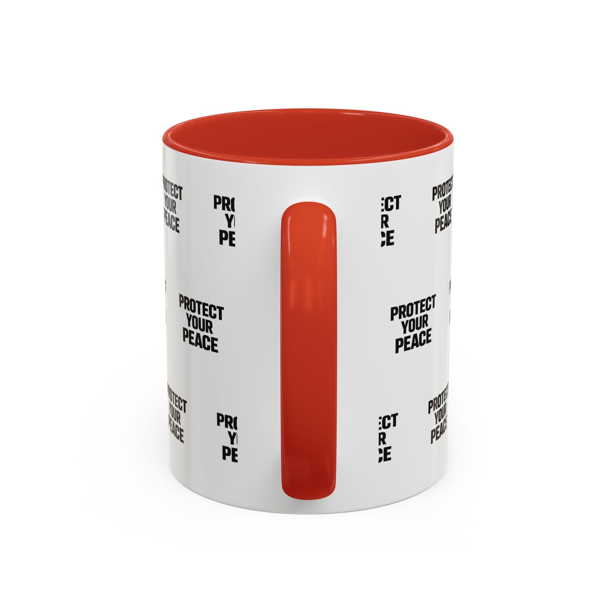 Protect Your Peace Accent Coffee Mug — Repeating Text 11/15oz
