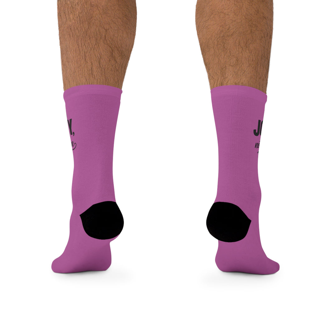 Purple Motivational Crew Socks2 — "Life Is a Journey, Not a Finish Line" Recycled-Poly